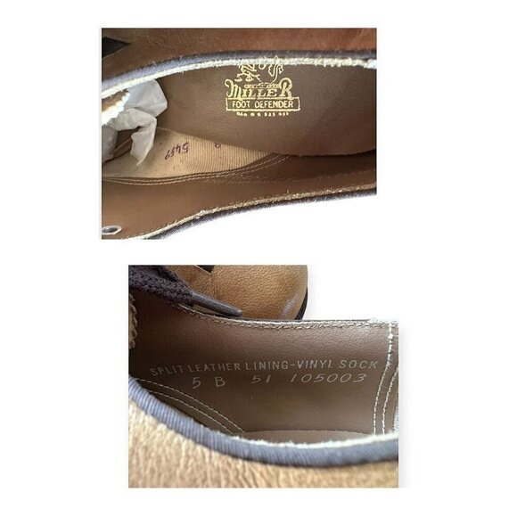 Vintage 1960s Miller Foot Defender Geometric Inlay Lace-Up Shoes – Tan, size 5 - Picture 8 of 10